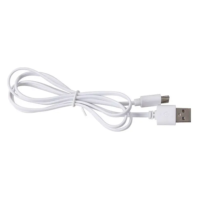 Lindby Klemmleuchte Maori - Farbe Gehäuse: weiß / opal - Weißes, aufgerolltes USB-C-auf-USB-A-Ladekabel.