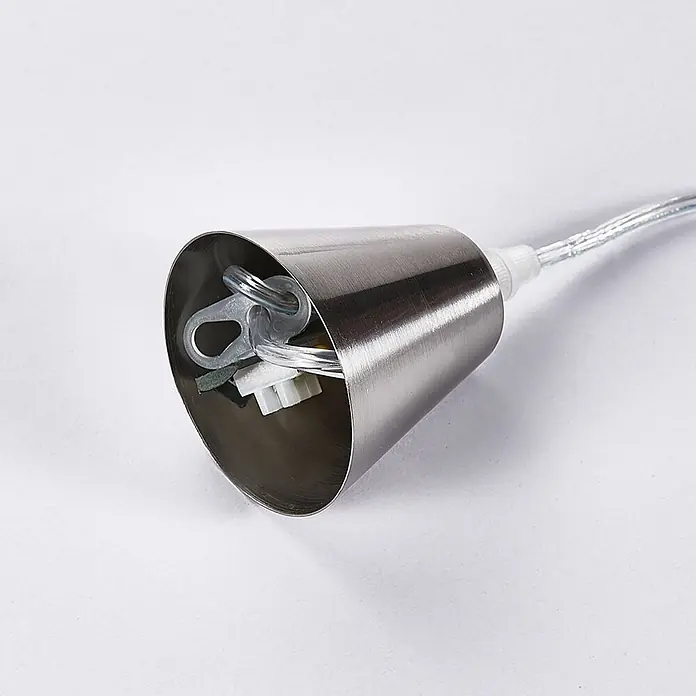 Lindby Pendelleuchte Marike - weiß / opal, weiß, nickel satiniert, E27 - Deckenrosette aus gebürstetem Metall für Beleuchtung, mit sichtbarer Innenverkabelung und transparentem Kabelanschluss.