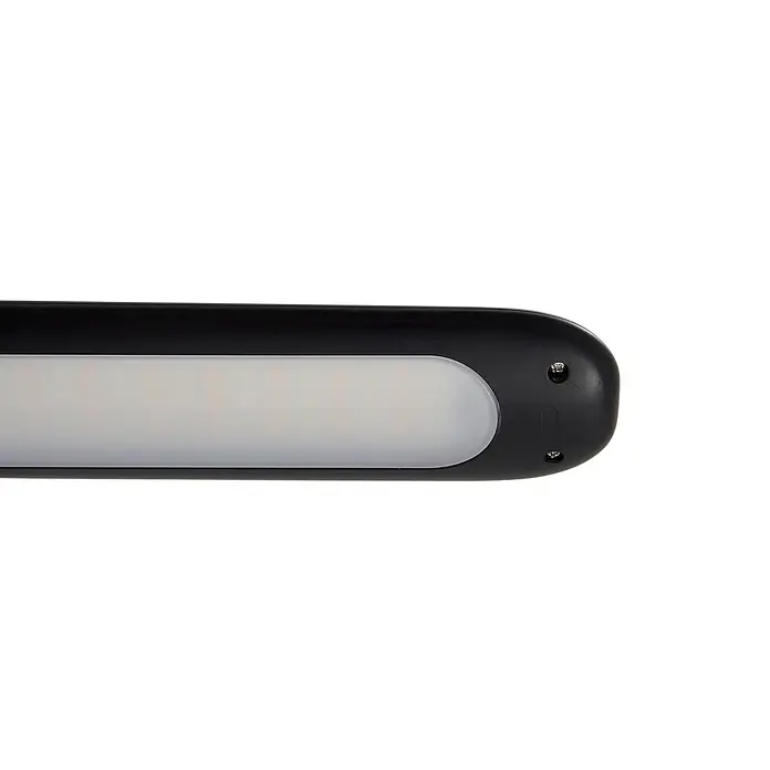 Lindby Klemmleuchte Nilay - Farbe Gehäuse: schwarz - Schwarze LED-Leiste mit mattierter Abdeckung und sichtbaren Befestigungsschrauben am abgerundeten Ende.