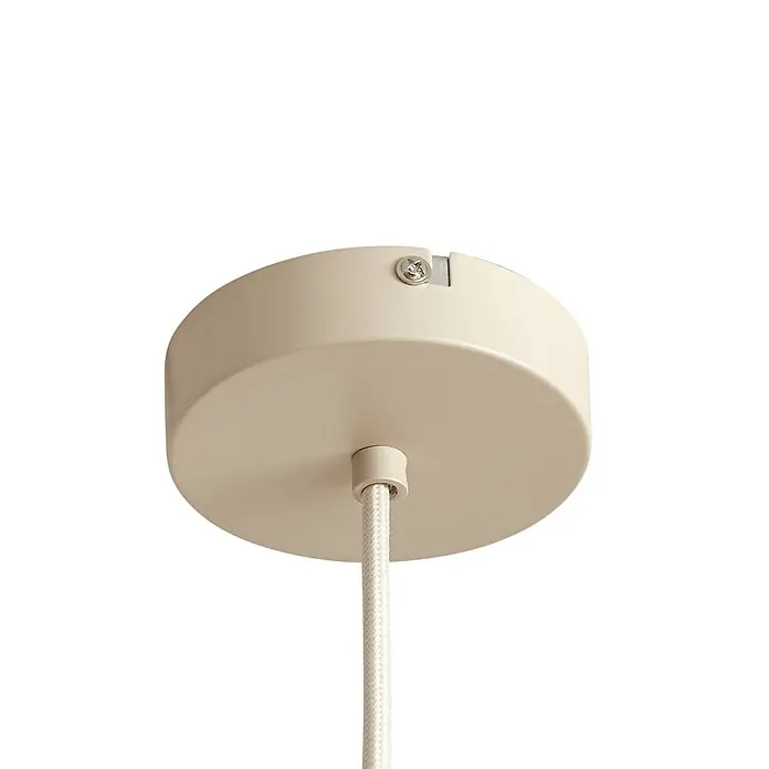 Lindby Pendelleuchte Anuva - creme / amber, beige, E27 - Cremefarbener Deckenbaldachin mit geflextem Textilkabel und Befestigungsschraube.