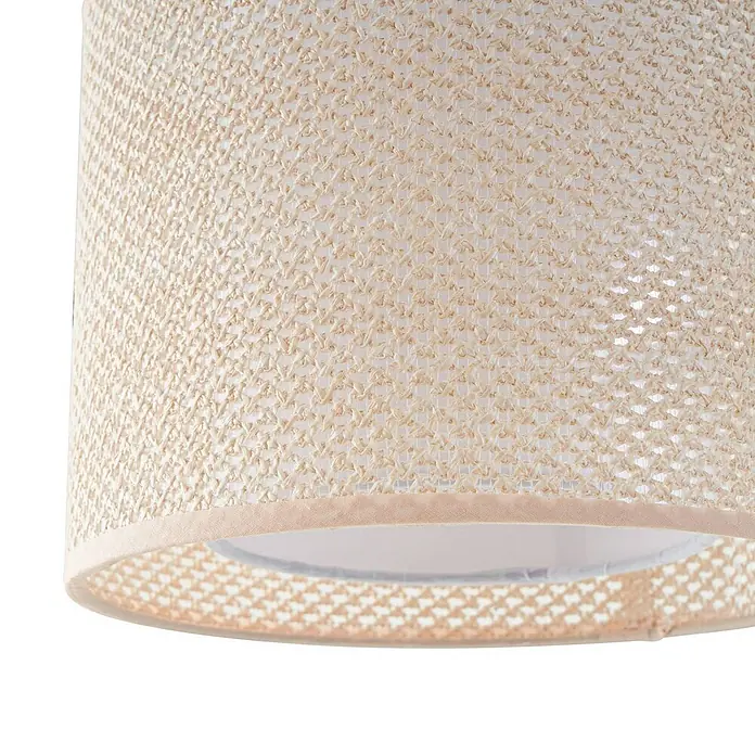 Lindby Pendelleuchte Soula - creme / amber, beige, E27 - Beiger gewebter Lampenschirm mit Naturstruktur und Zierleiste unten.