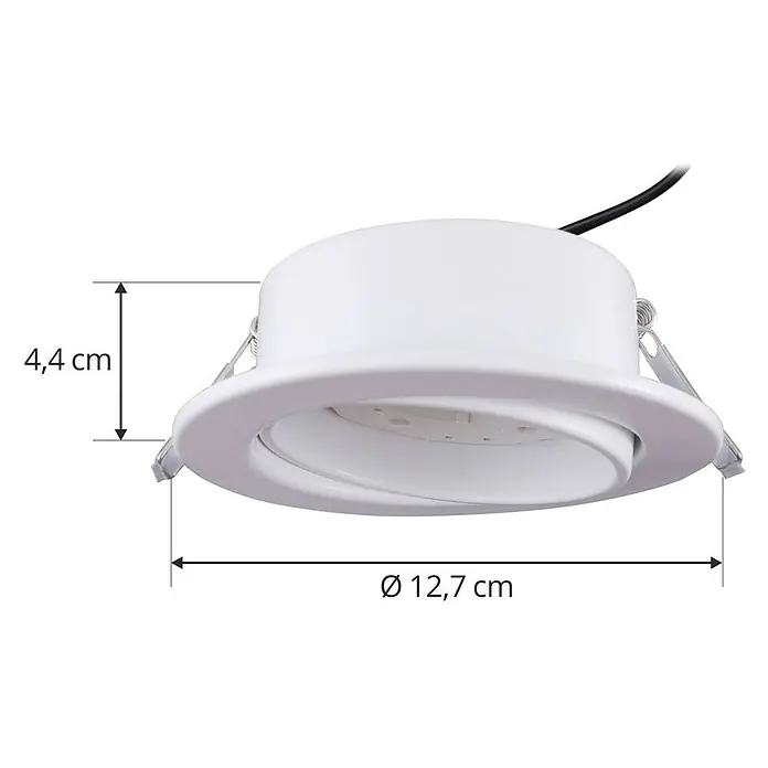 Lindby Einbauleuchte Jyla - weiß / opal - Weißer LED-Einbaustrahler, 4,4 cm hoch und 12,7 cm Durchmesser.