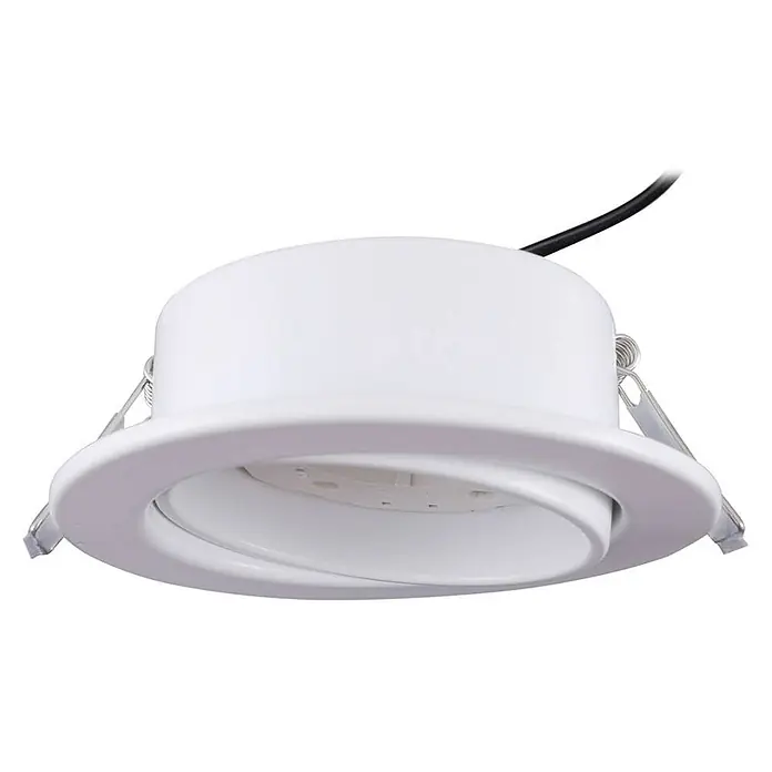 Lindby Einbauleuchte Jyla - weiß / opal - Weißer schwenkbarer LED-Einbaustrahler mit Federklammern und Stromkabel.