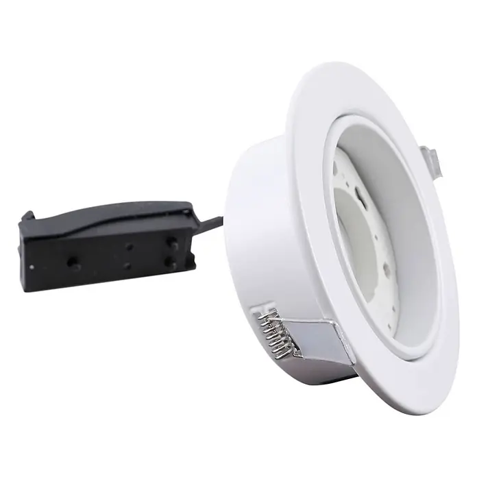 Lindby Einbauleuchte Jyla - weiß / opal - Weißer Einbaustrahler mit externem schwarzem Elektroanschluss.