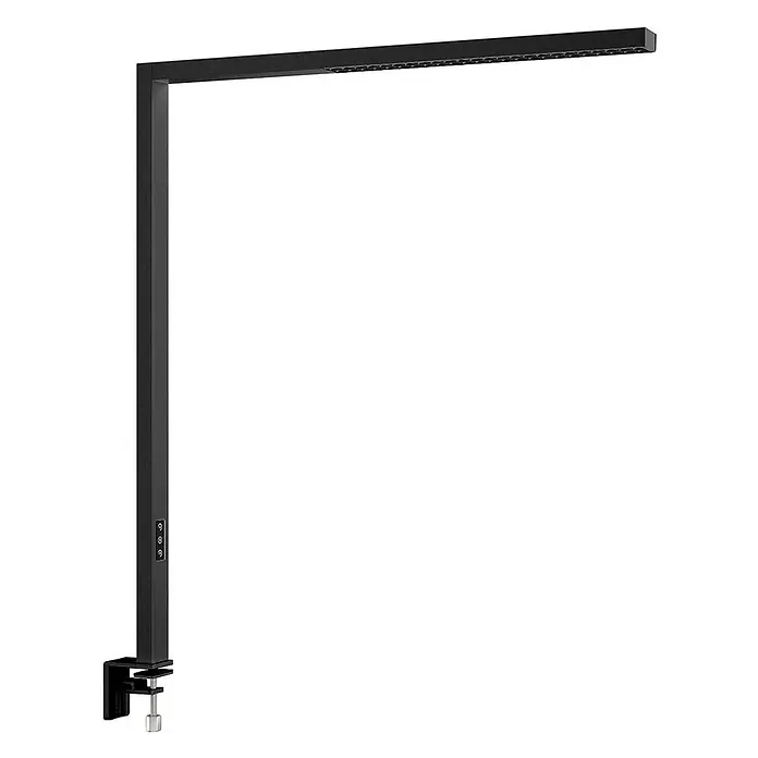 Arcchio Klemmleuchte Jolinda - Farbe Gehäuse: schwarz - Schwarze L-förmige LED-Schreibtischlampe mit Klemmenbefestigung und Bedientasten am vertikalen Arm.