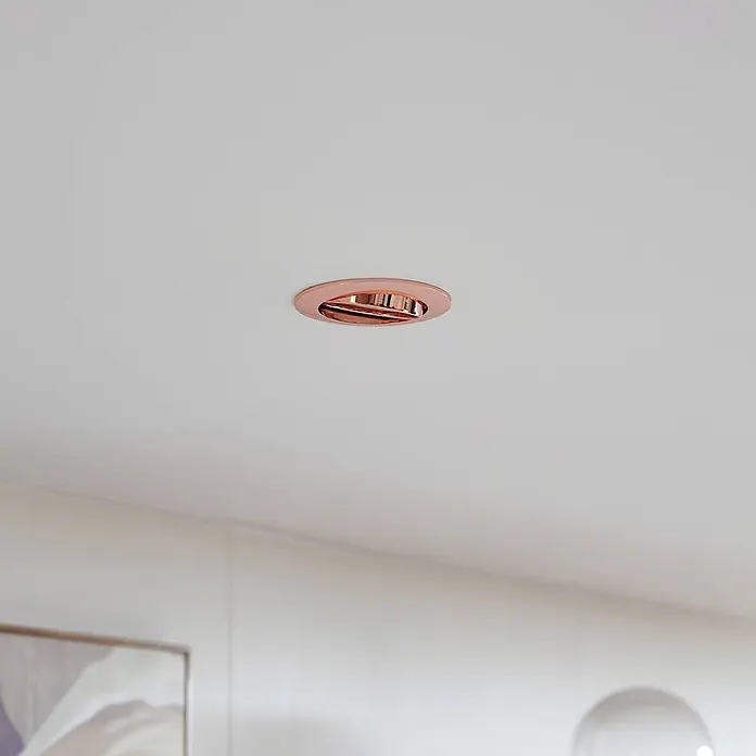 Prios Einbauleuchte Fibur - Ø x H: 8,2 x 2,8 cm, kupfer - Roségoldene, runde Einbau-Deckenleuchte.