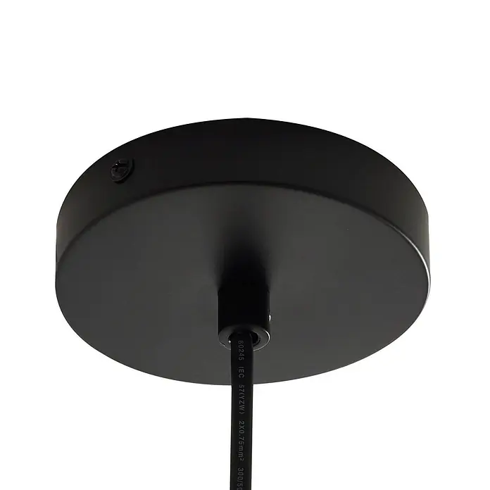 Lindby Außenwand- & Deckenleuchte Taryn - L x B x H: 35 x 35 x 35 cm, Holz hell, IP44 - Schwarze Deckenrosette für eine Leuchte, mit sichtbarer Schraube und Stromkabel.