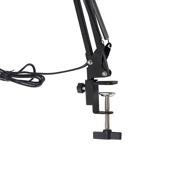 Lindby Klemmleuchte Undra - Farbe Gehäuse: schwarz - Schwarze Tischklemme für Mikrofonarm mit Feststellschraube, Federn und Kabel.