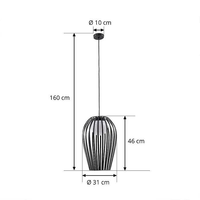 Lucande Außenwand- & Deckenleuchte Marrin - schwarz, IP44 - Schwarze Drahtrahmen-Pendelleuchte mit weißem Innendiffusor, aufgehängt an schwarzem Kabel und Deckenrosette.