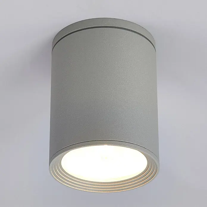 Lucande Außenwand- & Deckenleuchte Minna - alu / grau / zink, alu / grau / zink, IP54 - Zylindrische, graue, strukturierte Deckenleuchte mit warmem Licht.