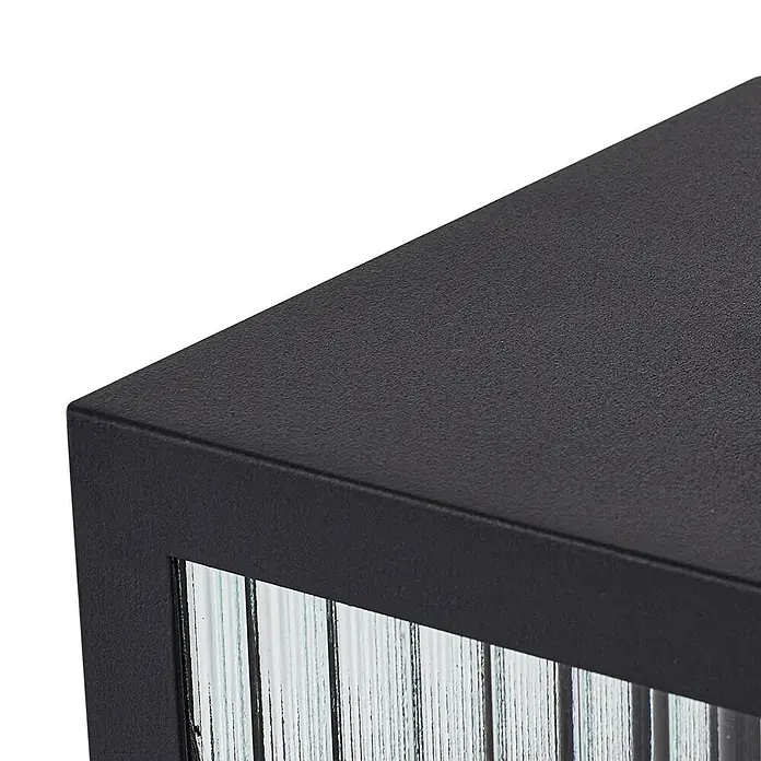 Lindby Außenwand- & Deckenleuchte Bolgar - L x B x H: 14,5 x 14,5 x 26 cm, schwarz, IP44 - Schwarze, strukturierte Leuchte mit geriffelter Glasscheibe.