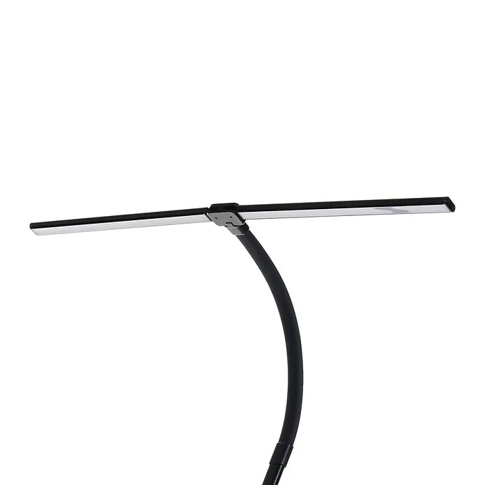 Lindby Klemmleuchte Nilay - L x B x H: 80 x 4 x 97,5 cm, Farbe Gehäuse: schwarz - Schwarze, flexible Schwanenhals-Schreibtischlampe mit horizontaler LED-Lichtleiste.