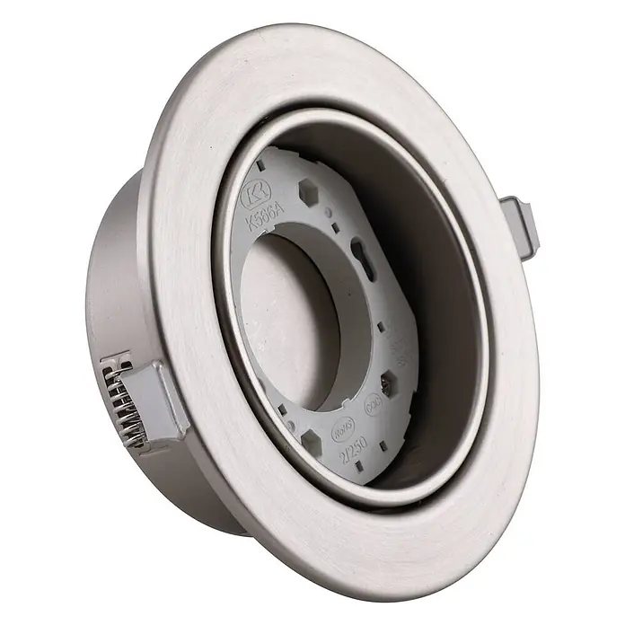 Lindby Einbauleuchte Jyla - alu / grau / zink - Gebürstetes Metall Einbauleuchtengehäuse mit zentraler Fassung für eine Glühbirne.