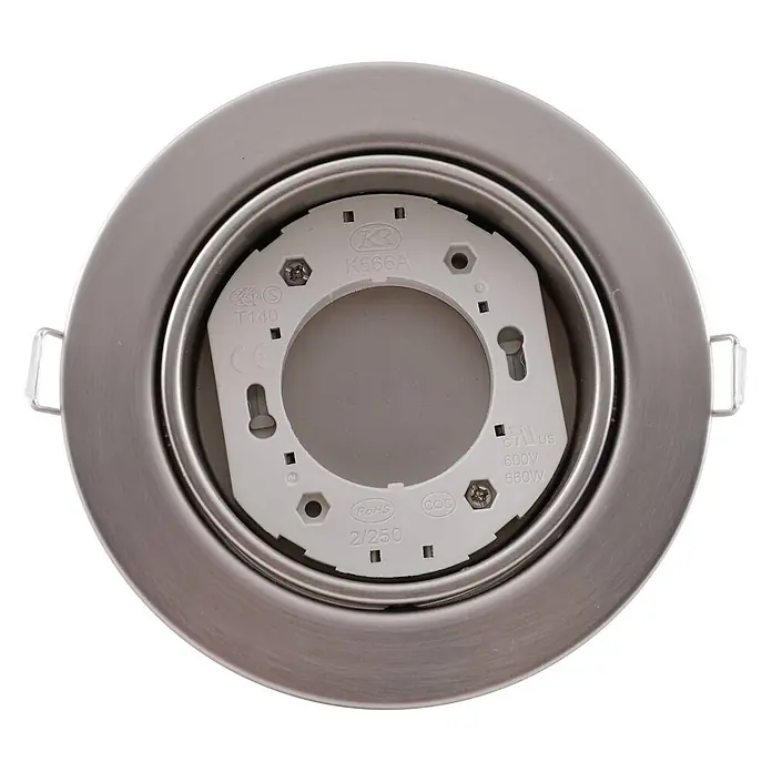 Lindby Einbauleuchte Jyla - alu / grau / zink - Einbaustrahlergehäuse aus gebürstetem Metall mit weißer Keramik-Lampenfassung.