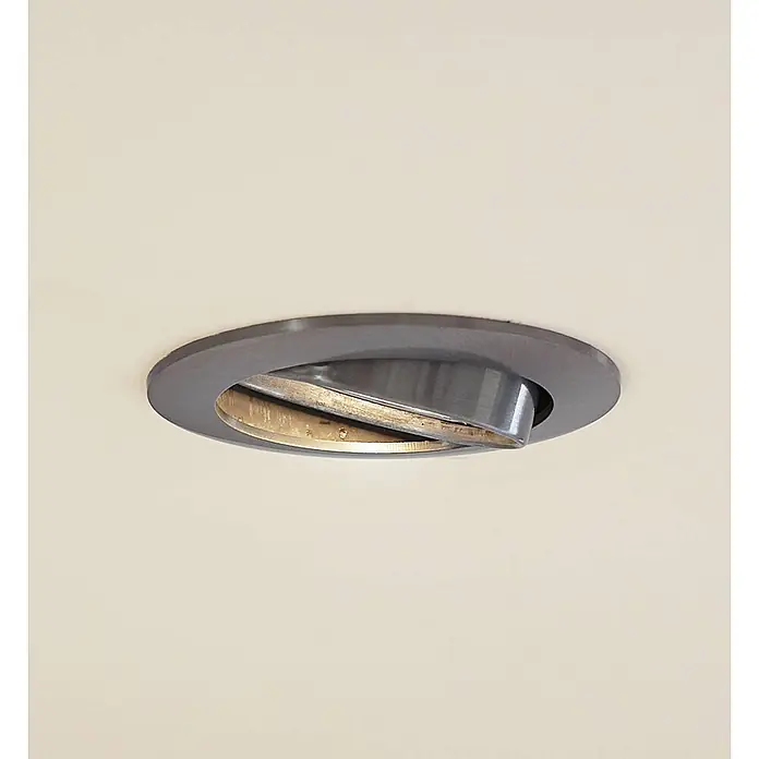 Prios Einbauleuchte Fibur - Ø x H: 8,2 x 2,8 cm, alu / grau / zink - Verstellbarer dunkelgrauer Einbaustrahler mit Bronzeakzent.
