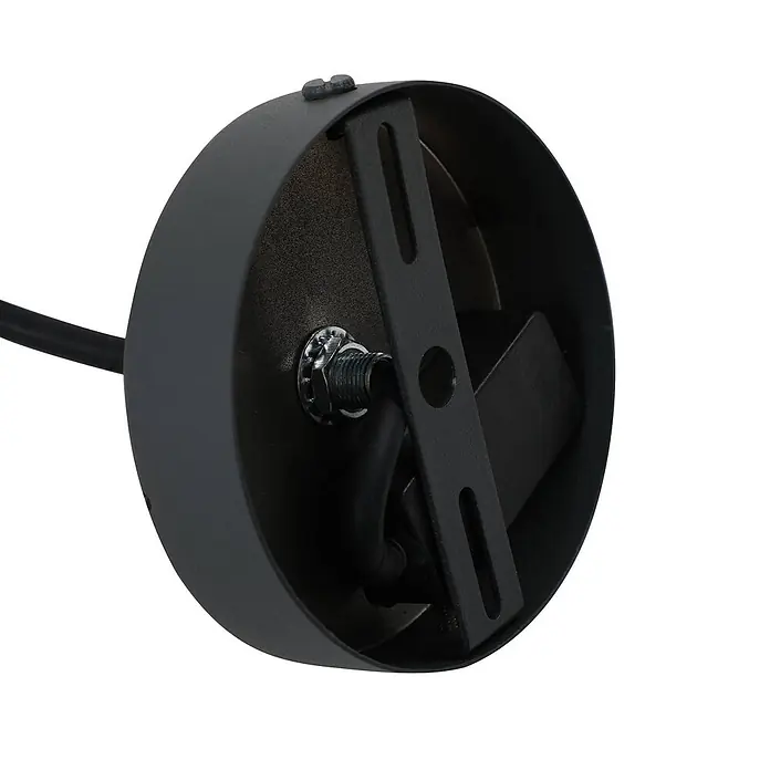 Lindby Außenwand- & Deckenleuchte Arona - weiß / opal, IP65 - Mattschwarze Metall-Deckenrosette mit interner Montagehalterung und Kabeleinführung für eine Leuchte.