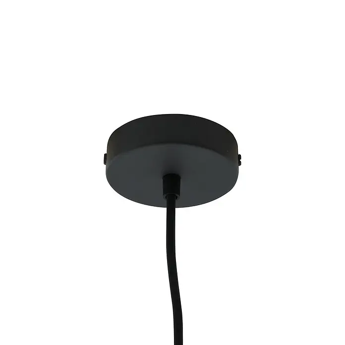 Lindby Außenwand- & Deckenleuchte Arona - weiß / opal, IP65 - Schwarze runde Deckenrosette mit Kabel in der Mitte.
