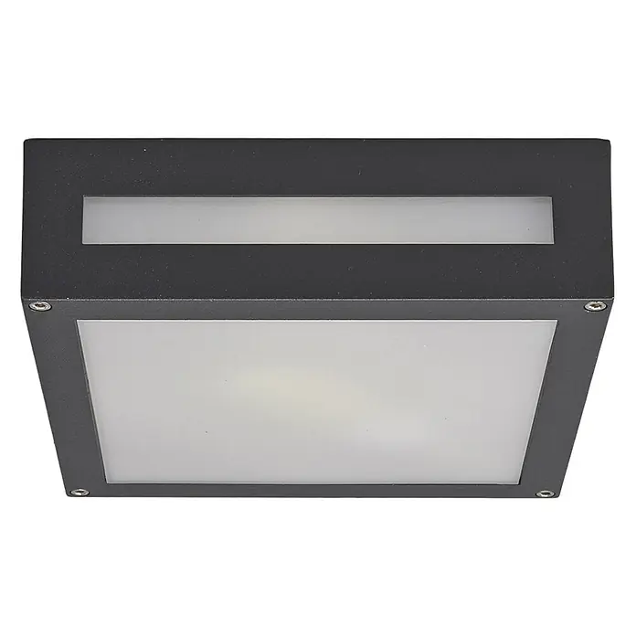 Lucande Außenwand- & Deckenleuchte Nerea - schwarz, schwarz, IP54 - Quadratische dunkelgraue Anbauleuchte mit rechteckigem oberen Diffusor und quadratischem Frontdiffusor.