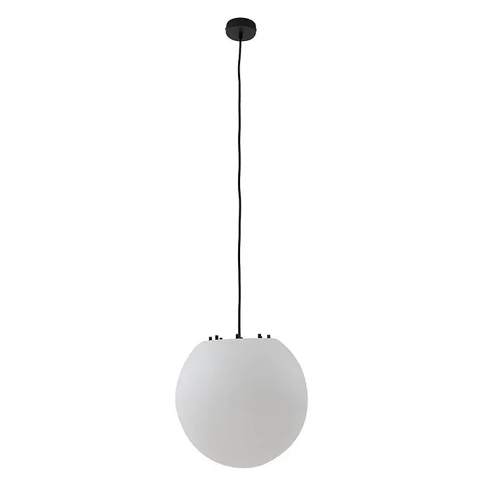 Lindby Außenwand- & Deckenleuchte Alea - weiß / opal, IP44 - Moderne Pendelleuchte mit weißem ovalem Schirm und schwarzem Aufhängkabel.