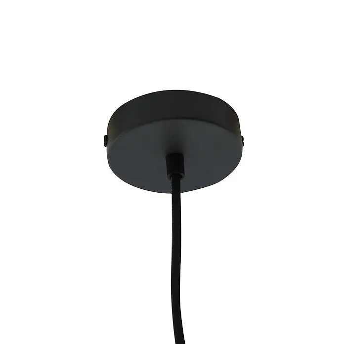 Lindby Außenwand- & Deckenleuchte Alea - weiß / opal, IP44 - Runde, mattschwarze Deckenrosette mit einem schwarzen Elektrokabel.