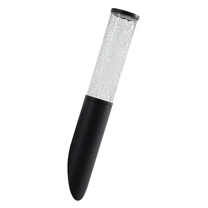 Lindby Außenwandleuchte Gavros - 7 x 7 x 45 cm, schwarz, klar / transparent, IP44 - Schwarze Außenwegleuchte mit zylindrischem, rissigem Glasdiffusor.