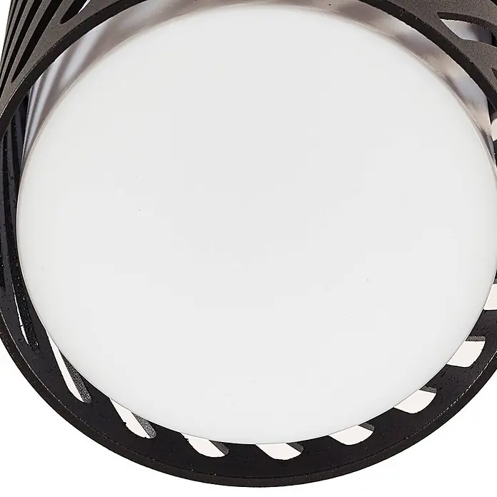 Lindby Außenwand- & Deckenleuchte Lurinda - schwarz, IP44 - Runde weiße LED-Leuchte mit schwarzem dekorativem Metallrahmen.