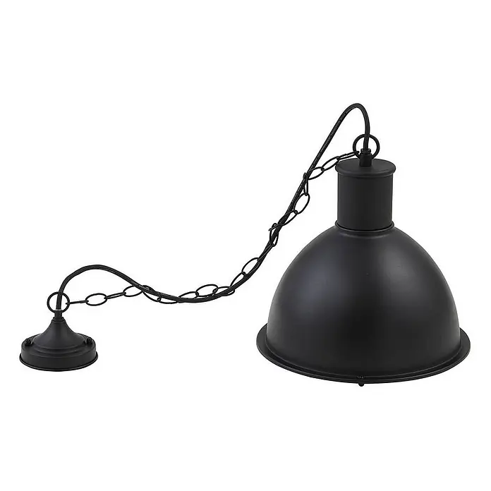 Lindby Außenwand- & Deckenleuchte Luciane - schwarz, IP44 - Schwarze Metall-Pendelleuchte mit Kuppelschirm, an Kette und Kabel aufgehängt.