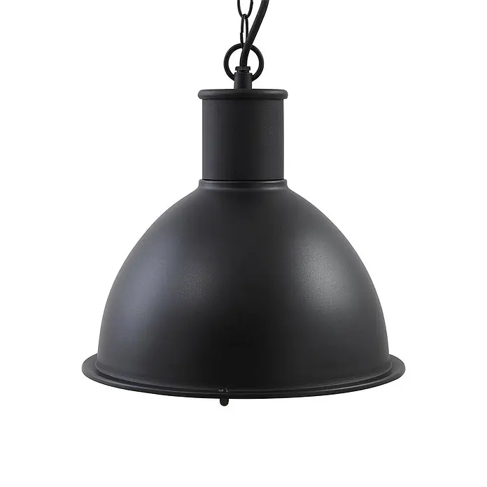 Lindby Außenwand- & Deckenleuchte Luciane - schwarz, IP44 - Mattschwarze Metall-Hängeleuchte mit kuppelförmigem Schirm und Kette.