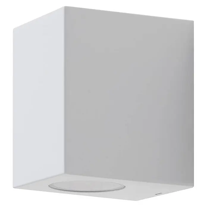 Prios Außenwandleuchte Irfan - weiß / opal, IP44 - Weißer quadratischer Aufbaustrahler mit runder Lichtquelle.