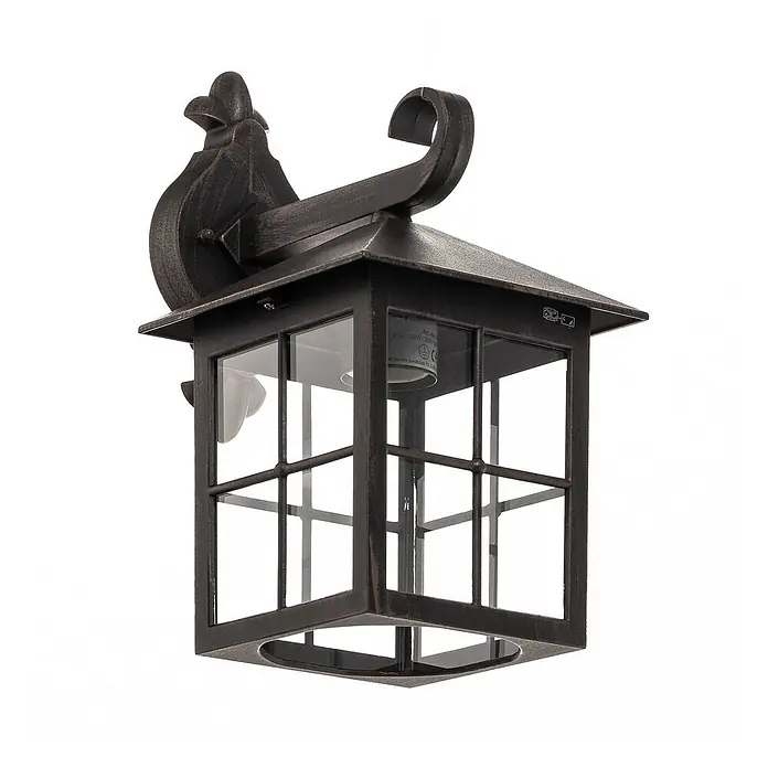 Lindby Außenwandleuchte Ida - braun / rost, braun / rost, IP23 - Dunkelbraune antike Outdoor Wandlaterne mit Klarglasscheiben.