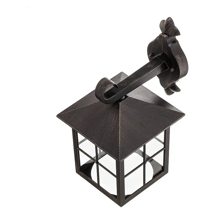 Lindby Außenwandleuchte Ida - braun / rost, braun / rost, IP23 - Dunkelbronze Wandlaterne mit Glasscheiben und dekorativer Halterung.