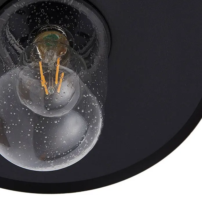 Lindby Außenwandleuchte Bilma - 39,5 x 27,5 x 29 cm, braun / rost, IP44 - Schwarze Leuchte mit klarem, gesätem Glas und LED-Filamentlampe.