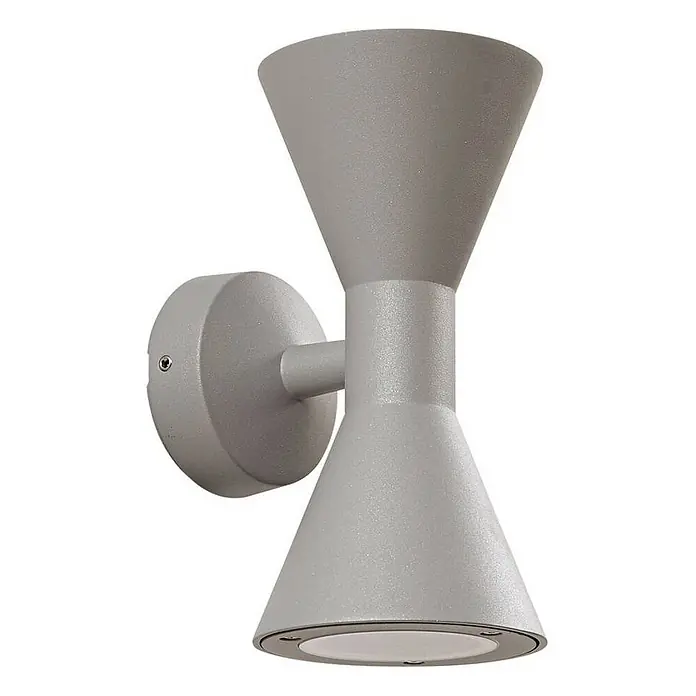 Lucande Außenwandleuchte Xalor - alu / grau / zink, IP65 - Graue, strukturierte Sanduhr-Wandleuchte für Auf- und Abwärtsbeleuchtung.