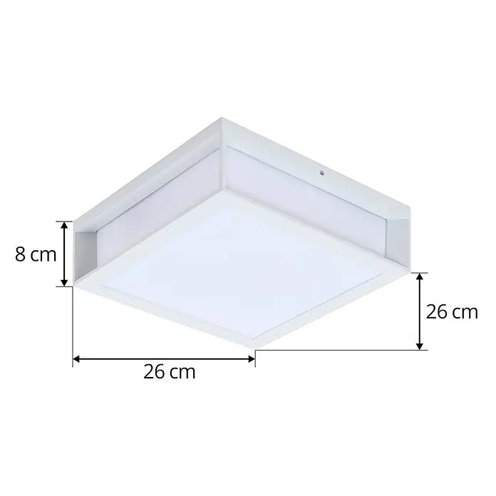 Lindby Außenwandleuchte Sivana - weiß / opal, weiß / opal, IP44 - Weißes quadratisches LED-Deckenlicht, 26x26x8 cm, zur Oberflächenmontage.