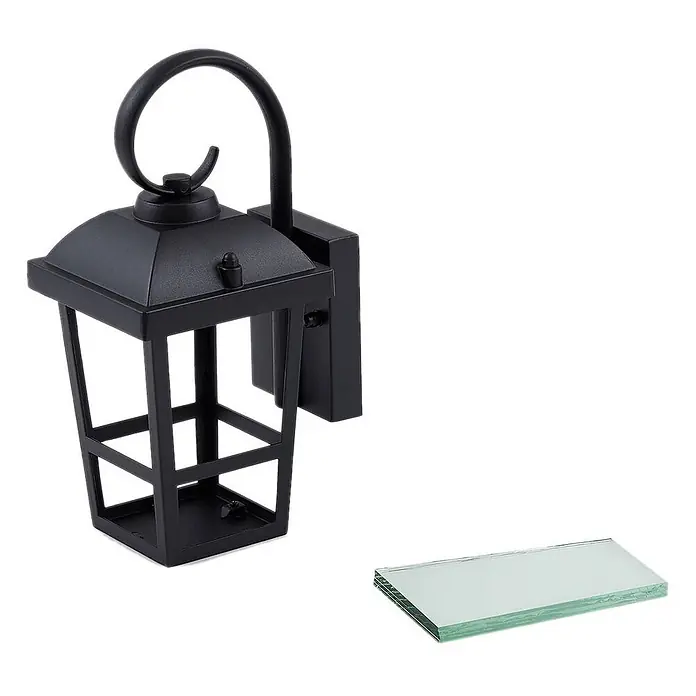 Lindby Außenwandleuchte Eloane - 16 x 13 x 29 cm, schwarz, schwarz, IP44 - Schwarze traditionelle Außenwandlaterne mit passenden klaren Glasscheiben.