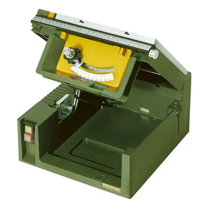 Proxxon Tischkreissäge FET - 200 W, Durchmesser Sägeblatt: 50 mm - 85 mm - Proxxon Tischkreissäge KS 115, eine Mini-Kreissäge für präzise Schnitte in Holz, Kunststoffe und NE-Metalle.
