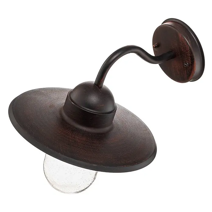 Lindby Außenwandleuchte Filip - 37 x 29,4 x 30,3 cm, braun / rost, braun / rost, IP44 - Rustikale Wandleuchte in Dunkelbronze mit breitem Schirm und Blasenglas.
