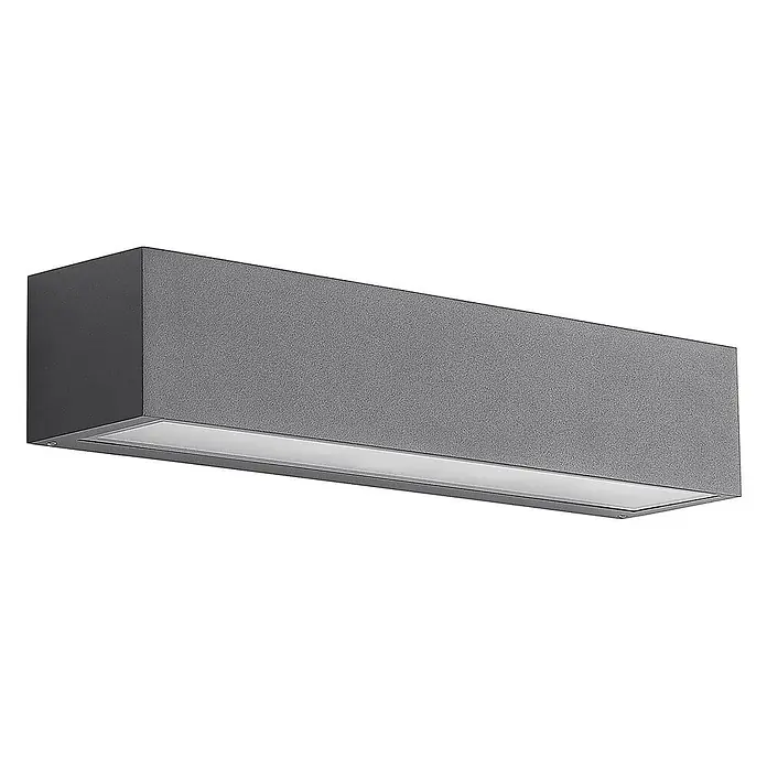 Arcchio Außenwandleuchte LengoE27 - alu / grau / zink, IP54 - Rechteckige, graue, strukturierte LED-Außenwandleuchte mit weißem Lichtdiffusor unten.