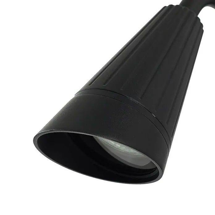 Lindby Außenwandleuchte Sorvete - 22,5 x 8 x 33 cm, schwarz, schwarz, IP65 - Schwarzer zylindrischer Strahler mit geripptem Gehäuse und glatter Linsenfront.