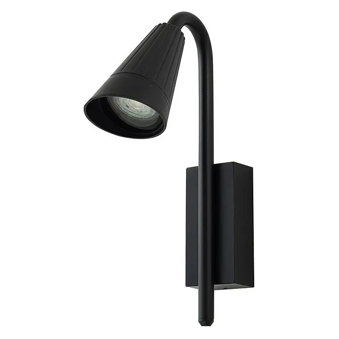 Lindby Außenwandleuchte Sorvete - 22,5 x 8 x 33 cm, schwarz, schwarz, IP65 - Schwarze Wandleuchte aus Metall für den Außenbereich mit geripptem Konuskopf und Schwanenhalsarm.