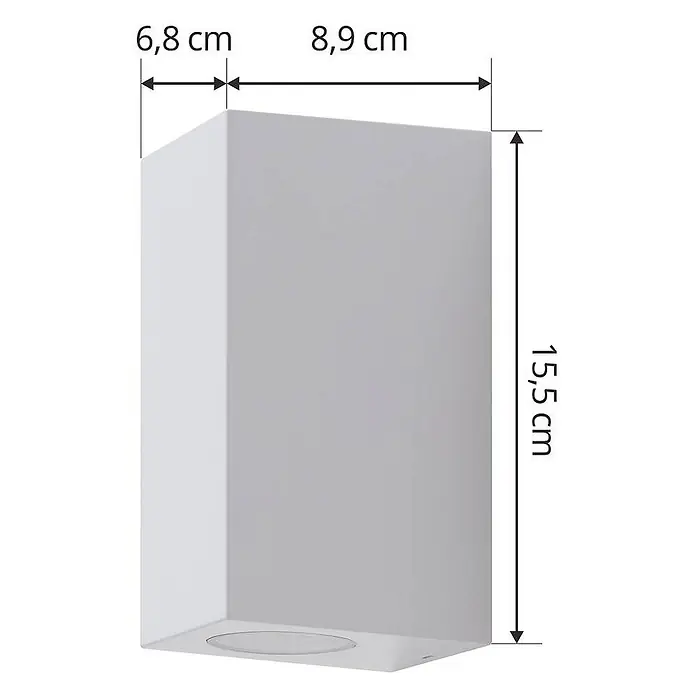 Prios Außenwandleuchte Irfan - 8,9 x 6,8 x 15,5 cm, weiß / opal, IP44 - Weißes, rechteckiges Wandleuchte mit den Maßen 6,8 x 8,9 x 15,5 cm.