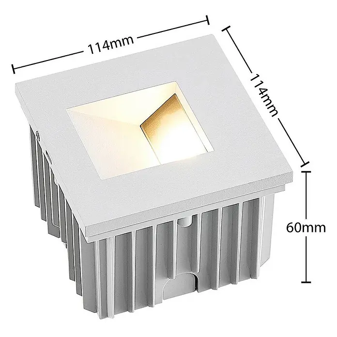 Arcchio Außenwandleuchte Zamo - 11,5 x 11,5 x 11,5 cm, weiß / opal, IP65 - Weißes quadratisches LED-Einbaulicht, 114x114x60mm.