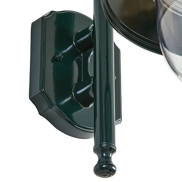 Lindby Außenwandleuchte Daphne - 35,5 x 24,5 x 44,2 cm, grün, grün, IP44 - Dunkelgrüne, glänzende Wandleuchte mit dekorativer Montageplatte und teilweisem Klarglasschirm.
