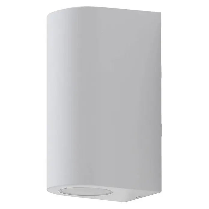 Prios Außenwandleuchte Irfan - weiß / opal, IP44 - Weiße, halbzylindrische Wandleuchte mit integriertem Downlight.