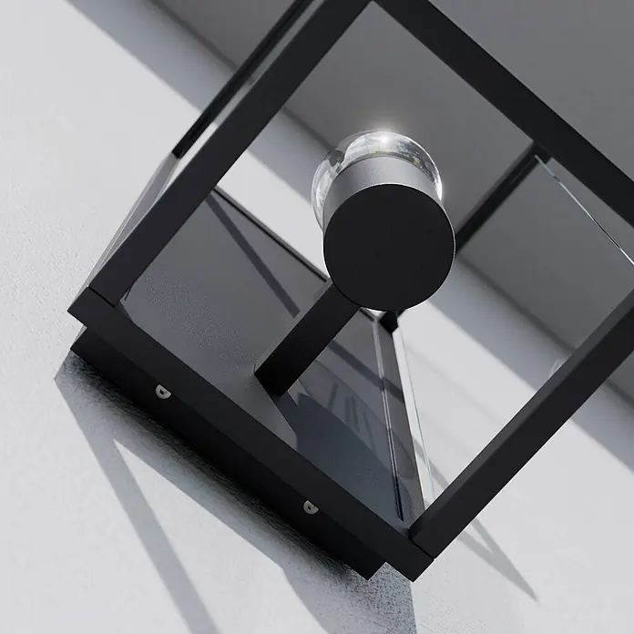 Lucande Außenwandleuchte Annalea - schwarz, klar / transparent, IP54 - Schwarze Outdoor-Wandleuchte aus Metall mit Glas und Glühbirne.