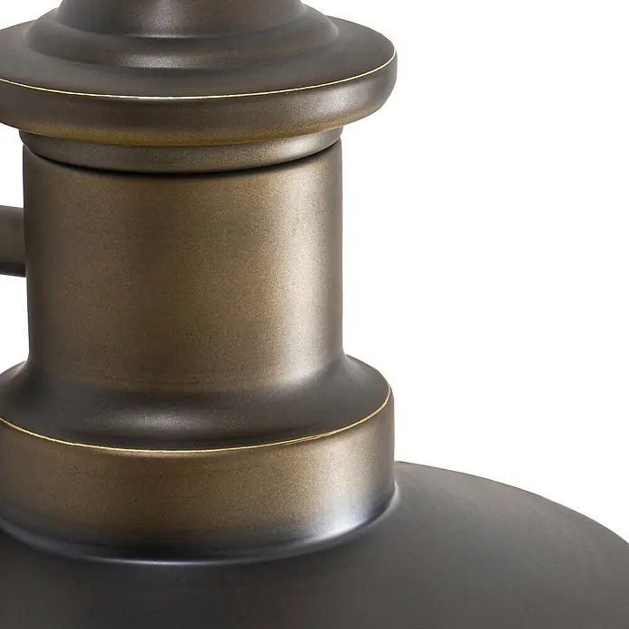 Lindby Außenwandleuchte Eloretta - messing / gold, messing / gold, IP44 - Dunkelbronzenes Metall-Lampen- oder Leuchtenbauteil mit gestuften, abgerundeten Formen und goldener Akzentlinie.
