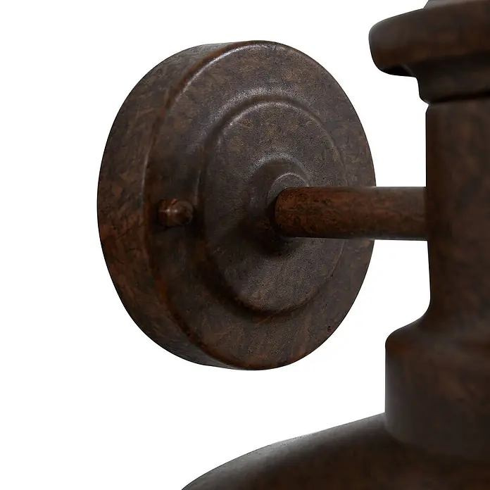 Lindby Außenwandleuchte Eloretta - braun / rost, braun / rost, IP44 - Bronze-farbener, strukturierter Metall-Wandleuchtenfuß mit runder Montageplatte und hervorstehendem Arm.