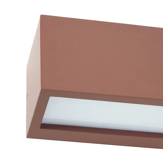 Lucande Außenwandleuchte Bente - braun / rost, braun / rost, IP54 - Rechteckige Wandleuchte in Terrakotta mit strukturierter Oberfläche und mattweißer Lichtblende.