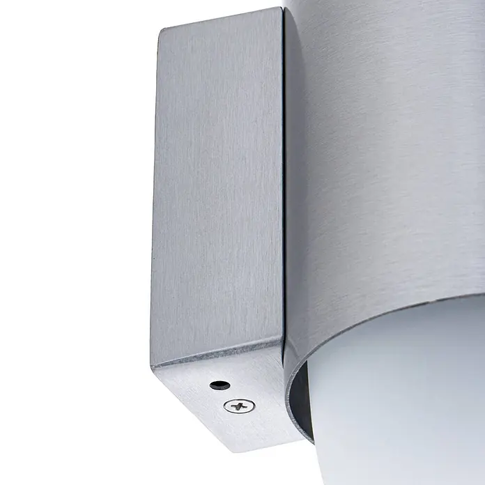 Lindby Außenwandleuchte Pilva - 13,3 x 10,5 x 21,5 cm, alu / grau / zink, weiß / opal, IP44 - Gebürstete silberfarbene Wandleuchte mit zylindrischem Milchglasdiffusor und Befestigungsschraube.