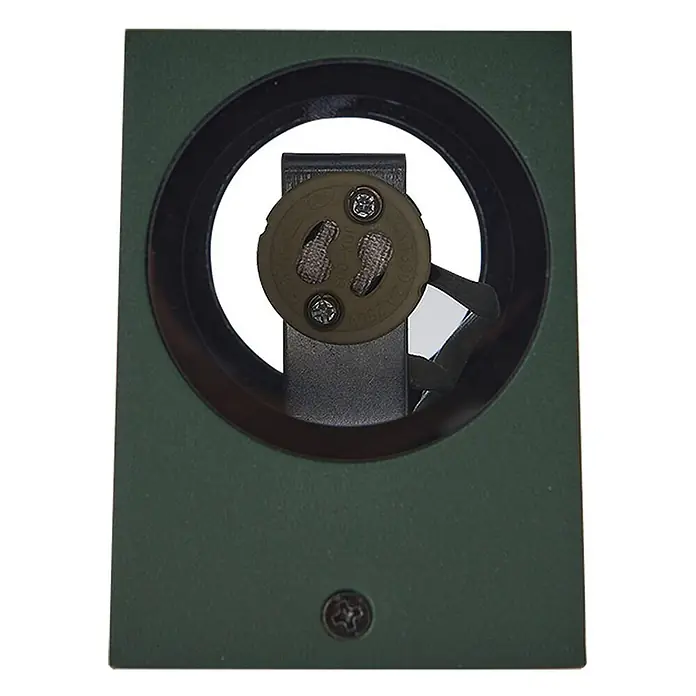 Lindby Außenwandleuchte Fijona - 9 x 6,5 x 15 cm, grün, IP44 - Dunkelgrünes Elektrogehäuse mit einer hellen G4/GY6.35 Lampenfassung innen.